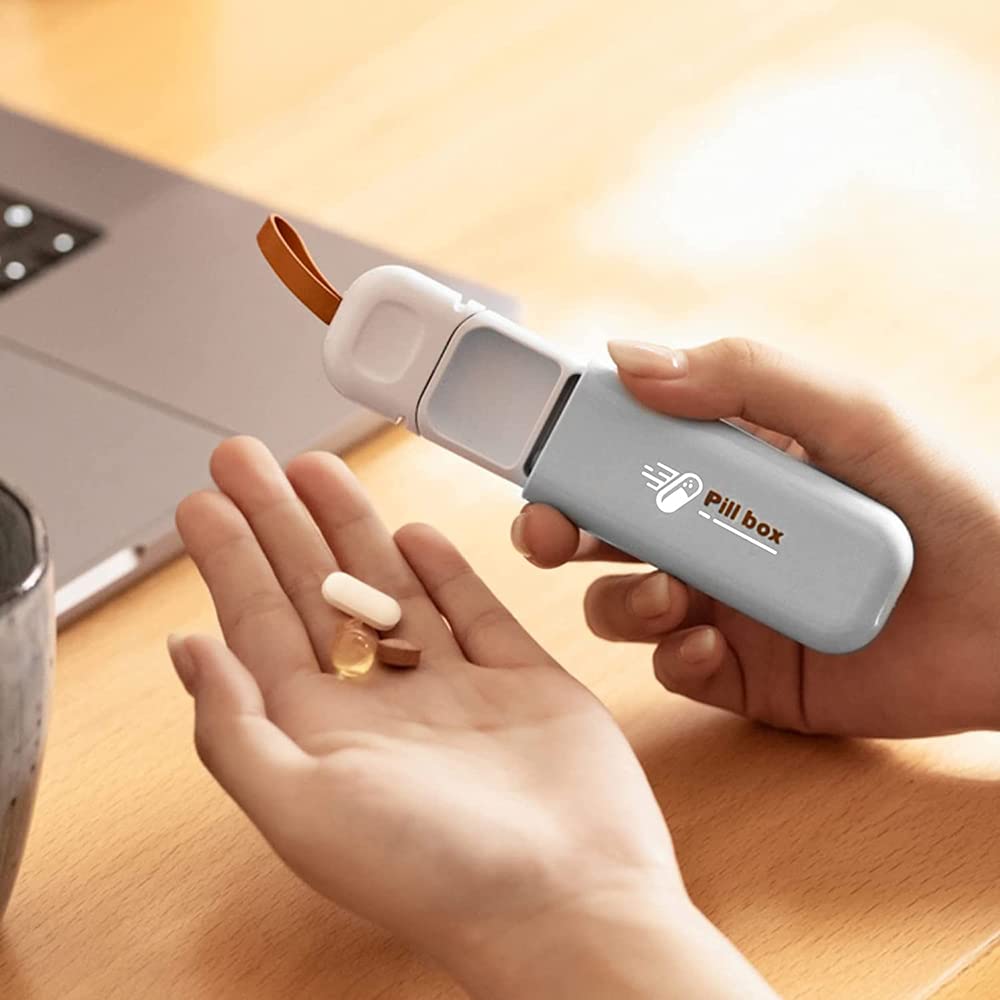 UBP Small Daily Pill Box,Mini Portable Pill Organizer ,2 Pcs Pill Case Box for Travel,Waterproof Medication Container with 3 Compartments,for Vitamins, Supplements, Pills (Gray-2pcs)