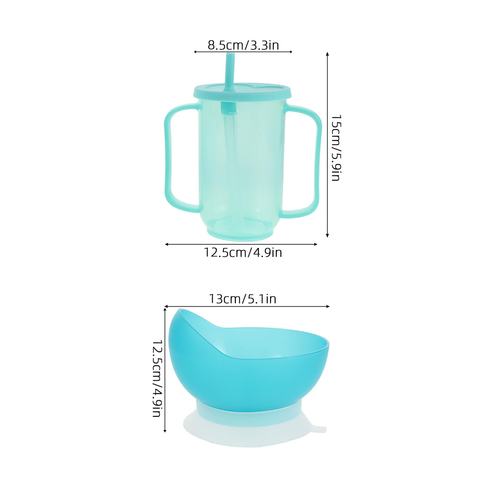 Vasos Vasos para Alimentos Líquidos con Pajita Cuenco de Alimentación Apto para Personas con Temblores para Personas Mayores Pacientes
