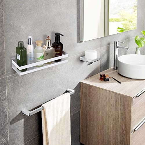 IGNPION Bathroom Corner Storage Shelf - Stainless Steel Wall Mounted Shower Organiser Caddy for Kitchen Hotel (30cm, White) - Image 4