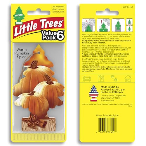 Image of LITTLE TREES Car Air Freshener | Hanging Tree Provides Long Lasting Scent for Auto and Home | Warm Pumpkin Spice, 24 Air Fresheners