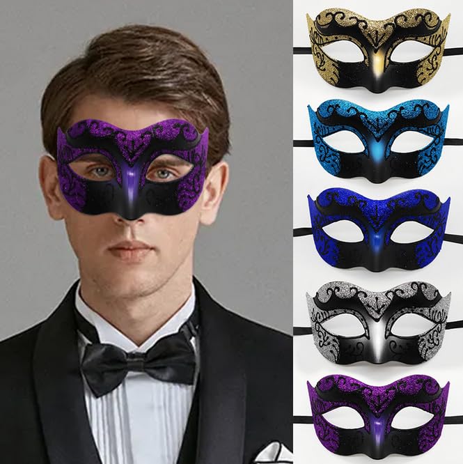 Losuya Masquerade Mask Prom Masks for Men Venetian Masks Party Evening Prom Ball Bachelorette Party Costumes Accessories (Silver) - Image 4