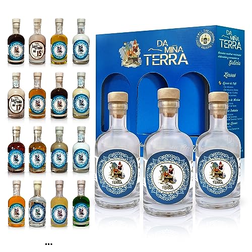 Pack/Caja regalo - Tres licores gallegos - Sabores a elegir - 3 botellas de 200 ml - Elige entre 25 licores y cremas diferentes