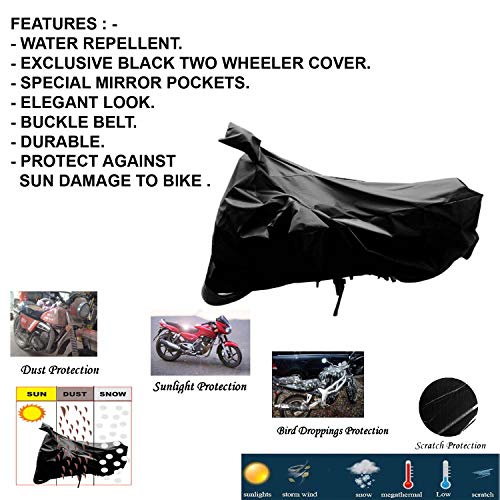 Image of Kandid Black Dust Proof & Water Resistant Double Mirror Pocket Bike Cover for Yamaha Rx100
