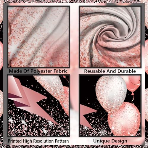 Happy 41st Birthday Rose Gold Banner Backdrop Cheers to 41 Years Old Confetti Balloons Theme Decor Decorations for Women 41 Years Old Pink Birthday Party Bday Supplies Background Favors Gift Glitter by DZTRELFK - Used condition - Image 3
