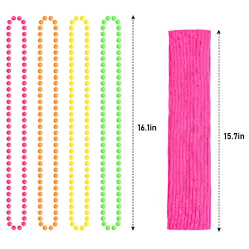 Elitecran 80s Costumes Accessories Set for Women, 80s Costumes for Women with Shutters Glasses Four Necklace Earring Fishnet Gloves Leg Warmers Tutu Skirts for Party - Thumbnail 4