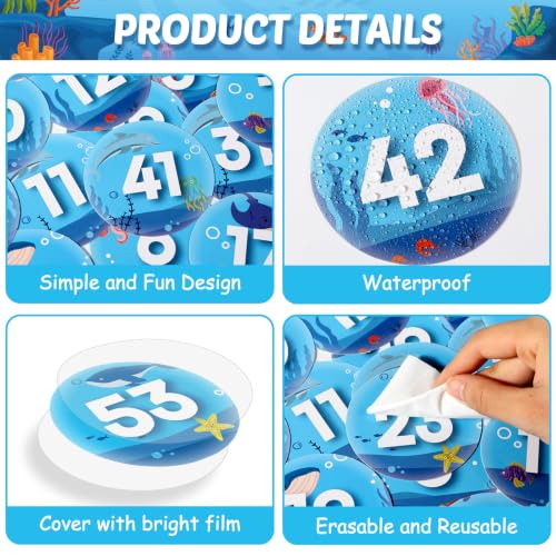 Qyeahkj 61Pcs Classroom Number Cutouts - Ocean Theme Number Line Bulletin Board Decor Ocean Educational Accent Cards with Numbers 0-59 for Teachers Students Wall School Home Decorations - Image 3