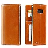 iPulse ipulse-sss8p-cog-vd Galaxy S8 Plus Flip Case Journal Series Italian Full Grain Leather Handmade Wallet Case for Samsung Galaxy S8 Plus Built-In Stand, Card Slots Holder - Cognac