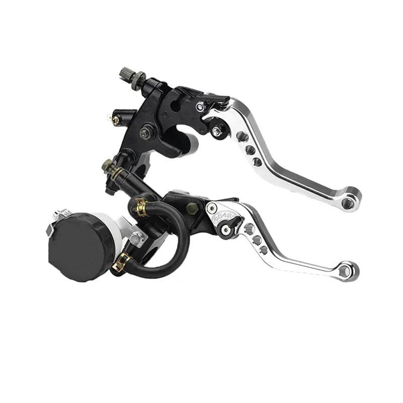 Kit De Leviers De Réservoir De Maître-Cylindre De Frein d'embrayage Réglable Universel pour Moto Guidon 7/8 "22 Mm Frein Main Embrayage Leviers(Silver)