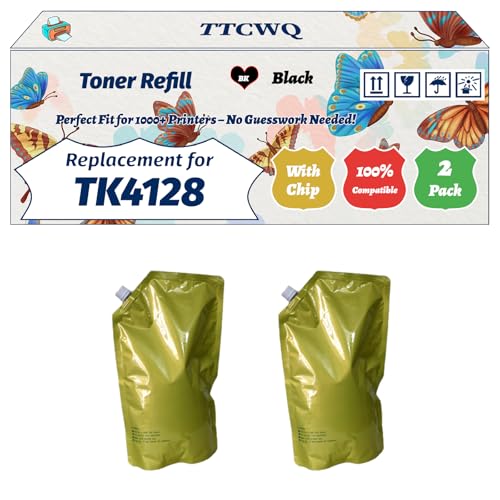 Compatible for Kyocera TK4128 Toner Refill Work for Kyocera TASKalfa 2011 2010 Printers, with Chip, High Yield 1000g Pages, High-Definition Printing (2-Pack Black)
