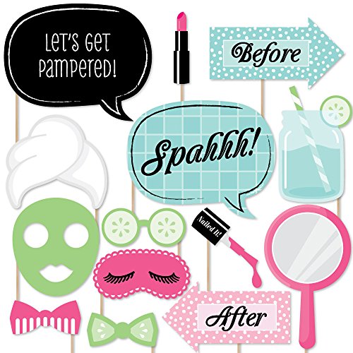 Big Dot of Happiness Spa Day - Photo Booth Props Kit 20 Count