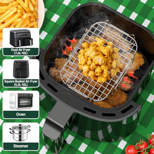 2Pcs Ninja Air Fryer Accessories, Air Fryer Racks 304 Stainless Steel, Airfryer Rack for Dual Drawer AF300UK AF400UK 7.6L-10.4L Compatible with Ninja, Cosori, Russell Hobbs Double Drawer Airfryer - Image 8