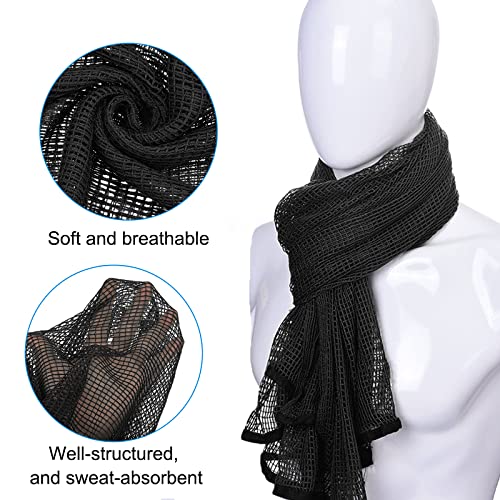 PATIKIL 71"x35" Camouflage Netting Camo Scarf, Camo Netting Veil Camo Mesh Neck Scarves Desert Mesh Scarves for Outdoor Activities, Black - Image 2