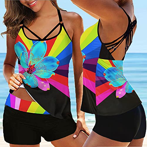 Bikini Set, Womens Plus Size Tankini Swimsuits With Boyshorts Two Piece Bathing Suits Tie Dye Print Tank Tops Swimwear Plus Size Swimsuit Womens Swimsuits Tankini Bikini Underwear For Women Sexy #TOP3