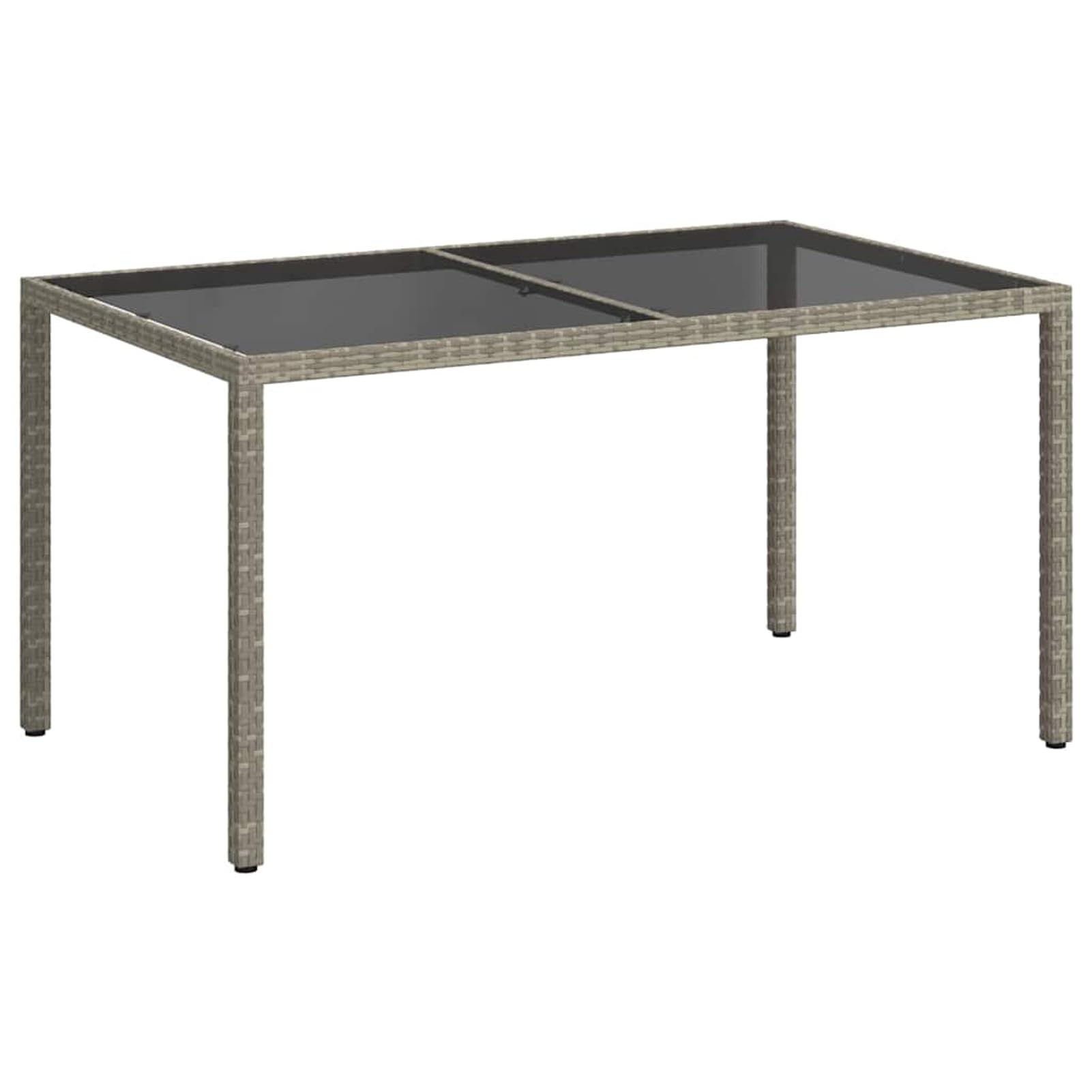 Stół ogrodowy 150 x 90 cm, polirattan, szary | Płyta ze szkła hartowanego, stal malowana proszkowo, odporna na warunki atmosferyczne, wytrzymała konstrukcja na taras