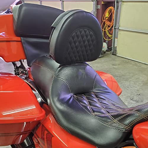 AUFER Black Adjustable Plug-in Driver Backrest Rider Backrest Custom Made Compatible With For Touring Models Road King Street Glide Road Glide Electra Glide 1997-2020 2021 2022 2023 2024