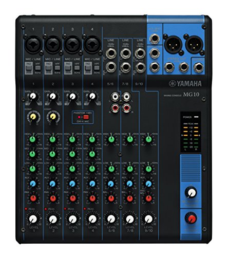 Yamaha MG10 10-Input Stereo Mixer, XLR Connectivity, Black