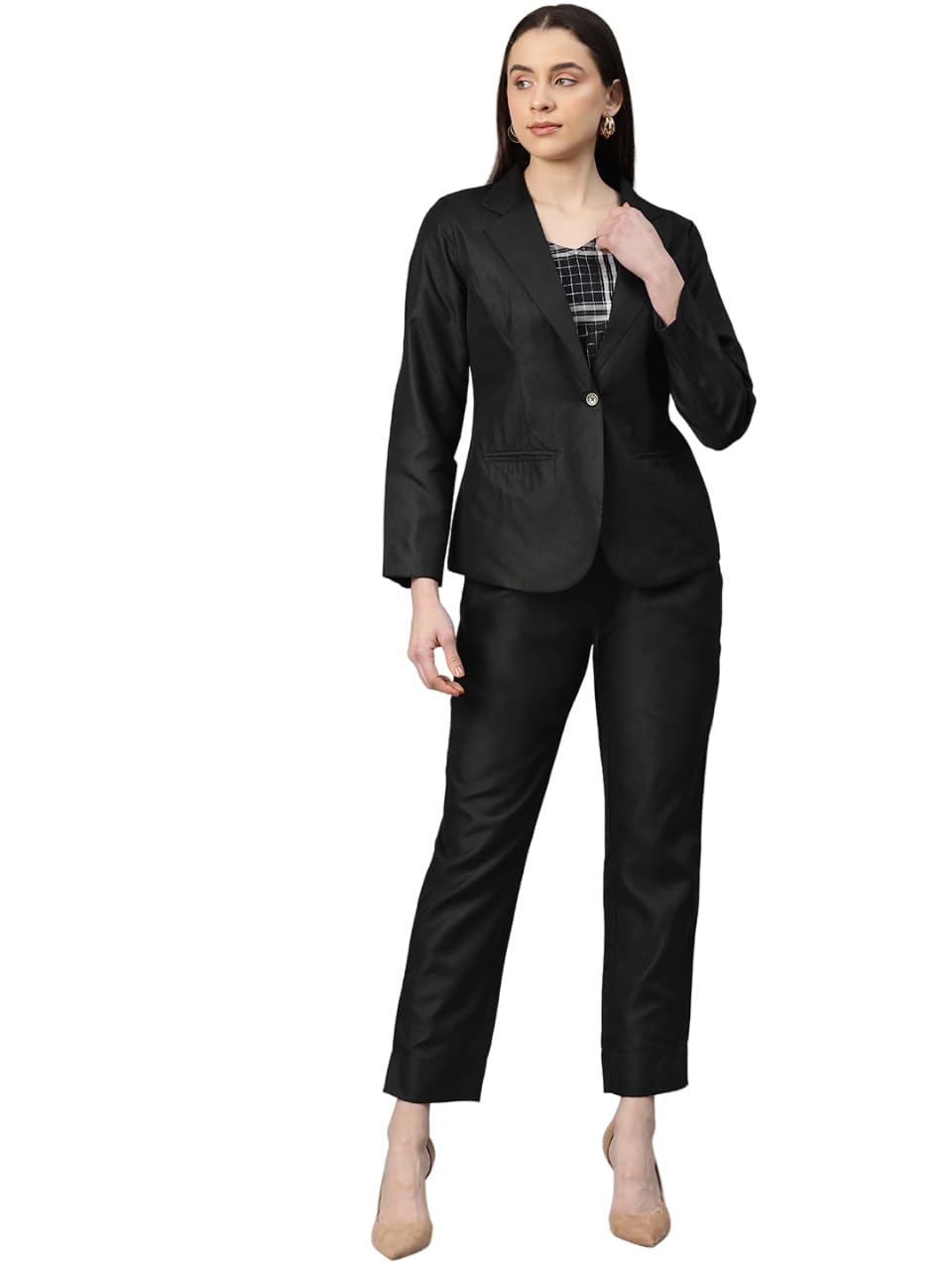 cottinfab Women Embroidered Black Top with Blazer and Trouser-picture-52