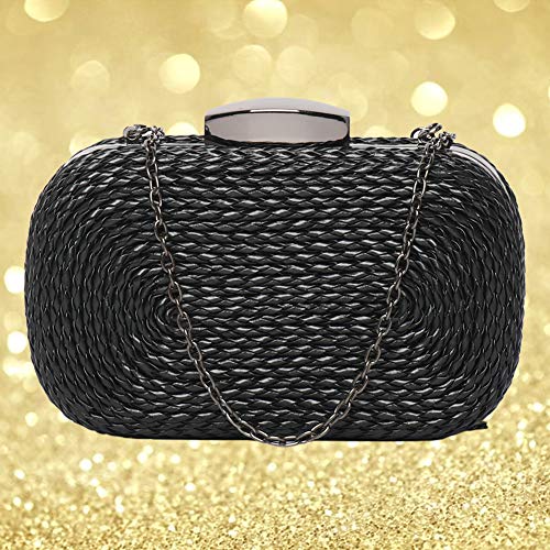 Women's ​Luxury Knitted ​Clutch Purse Elegant Wedding Evening Bags Handbag Party Clutch ​Party Bag Purse ​(Black) #TOP7