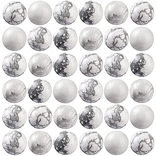Image of 100Pcs Natural Stone Beads 8mm White Howlite Round Gemstone Loose Beads with Elastic Bracelet String for Bracelets Necklace Jewelry Making