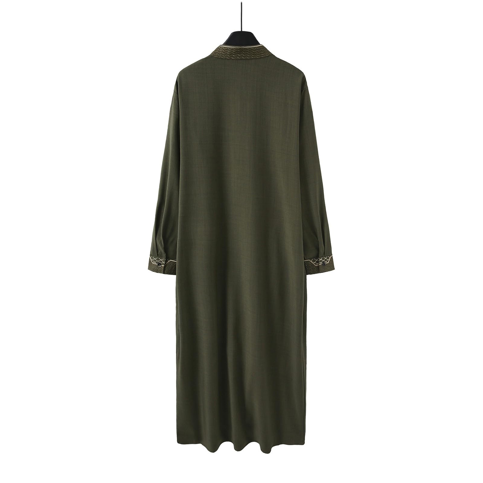 CHUNOTU - Bata de caftán étnico para hombre, de algodón y lino, túnica musulmana, camisas de manga larga, holgada, casual, caftán Thobes para la playa