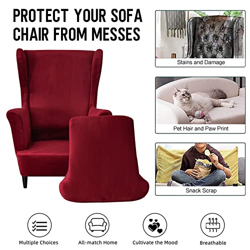 Fundas elásticas para Silla Mingfuxin Wingback Juego de 2 Protector de Muebles Lavable 7