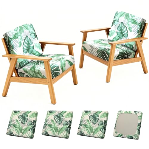 Image of BIETYONE 4Pcs Patio Stretch Cushion Covers,Outdoor Sofa Replacement Cover Slipcovers for Patio Furniture Cushion Covers, Washable Reusable Furniture Protector