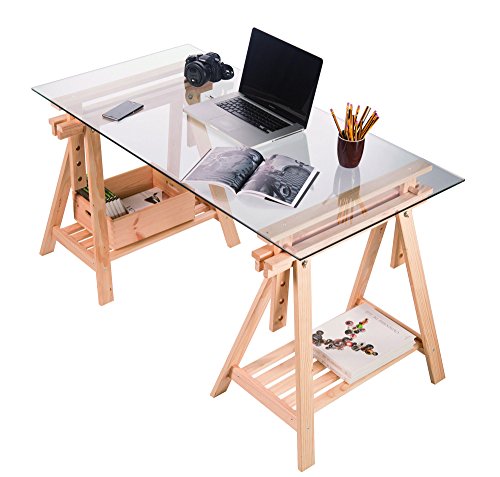 Caballete Archi Tec blanco regulable e inclinable en altura de madera de pino con balda (70/98,7x70x45cm) - imagen 4