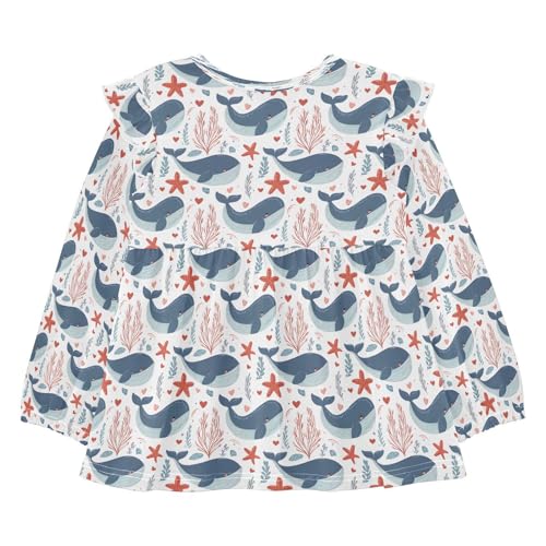 Cute Dolphin Starfish R Girls Shirts Cotton Long Sleeve Ruffle Toddler Tee Tops2