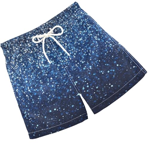 Pigsaly Boys Swim Trunks Royal Blue Gradient Flashing Dark Navy Blue Glitter Boys Board Shorts Swimsuit Swimwear 2T