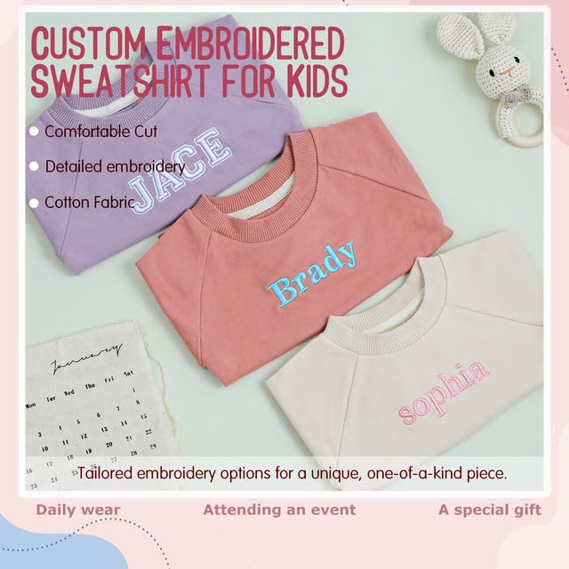 GELLEDI Custom Embroidered Baby Knit Sweatshirt (Pink) – Cozy Pullover for Infants & Toddlers – Ideal for Outdoor Walks