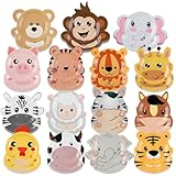 HIKIMA 100Count Animal Shaped Disposable Plates, Jungle Safari Theme Party Favor Supplies, Safari Birthday Dinnerware Plates for Baby Shower Birthday Party(10 Random Styles)