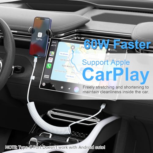 Cable CarPlay retráctil corto USB A a Lightning para conductor Uber 3