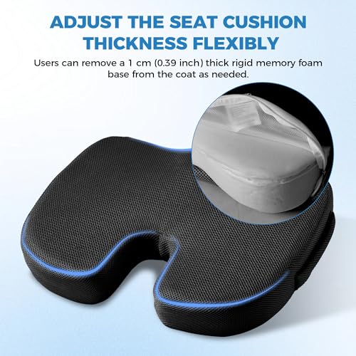 Extra Large Memory Foam Seat Cushions for Office Chairs, Car, Airplane, Wheelchair– Relieves Lumbar, Orthopedic, Sciatic, Coccyx and Back Pain – Comfortable Non-Slip – Bonus Carry Bag Included (Black) by UBCOZY - Image 9