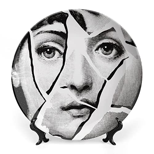 Lina Cavalieri Plate, Wall Decorative Plate, Mysterious Face Plate Wall Hanging Decoration,Including Bracket and Special Spring Hook,B4,8inch