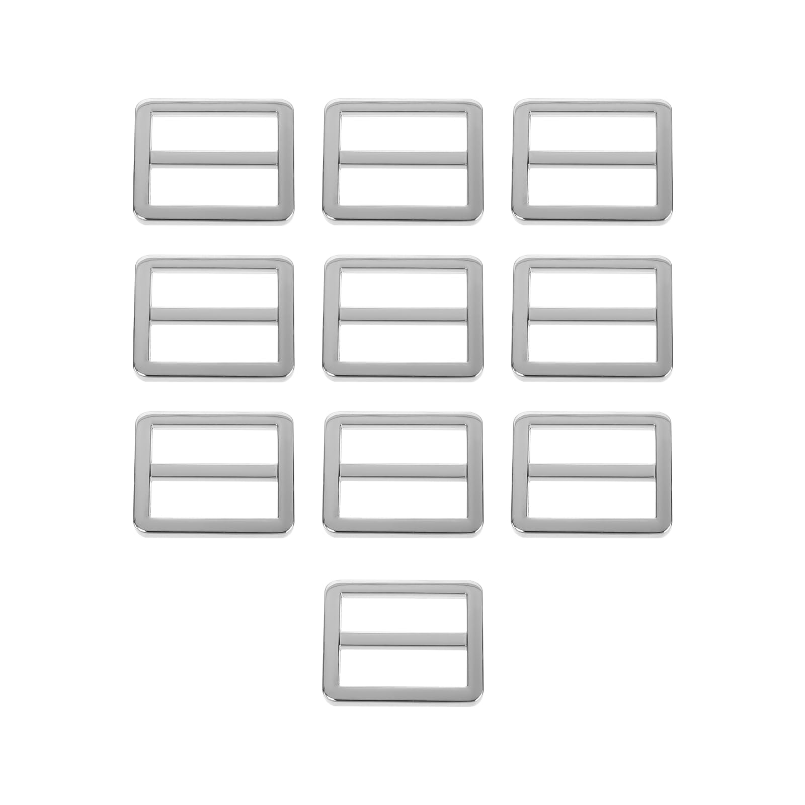 InnoHHustle10pcs Tri-Glide Buckle Webbing Strap Rectangle Adjuster Slide Buckle 1 inch Zinc Alloy Tri-glide Buttons Fasteners for Purse Making Bag Making Making DIY Accessories Silver