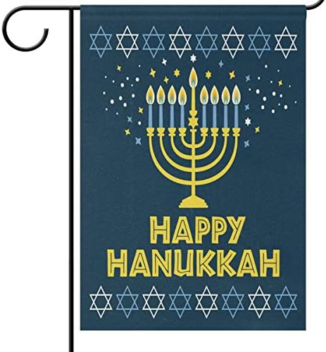 Happy Hanukkah Garden Flags 12 x 18 Double Sided Menorah David Star Festival of Lights Yard House Flag Winter Holiday Traditional Outdoor Banner Home Decorations