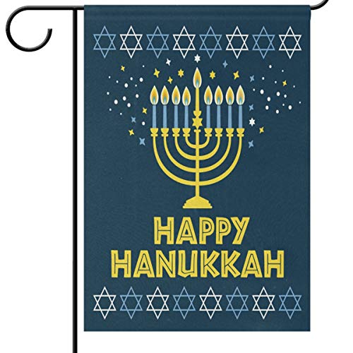 Happy Hanukkah Garden Flags 12 X 18 Double Sided Menorah David Star Festival Of Lights Yard House Flag Winter Holiday Traditional Outdoor Banner Home Decorations #TOP3