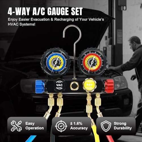 Manifold de Medidores 4 Vías para HVAC Automotriz miniatura 4