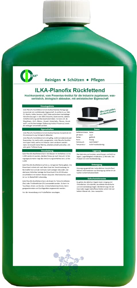 ILKA® - PLANOFIX idratante - Concentrato | 20 litri | Universalmente applicabile - detergente per cucina (approvato dall'Institut Fresenius), detergente per motore, detergente di base - con effetto idratante per una lunga brillantezza