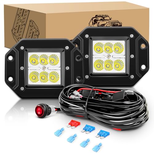 KINGOPT 18W LED Flood Light Bar 2PCS with Wiring Kit
