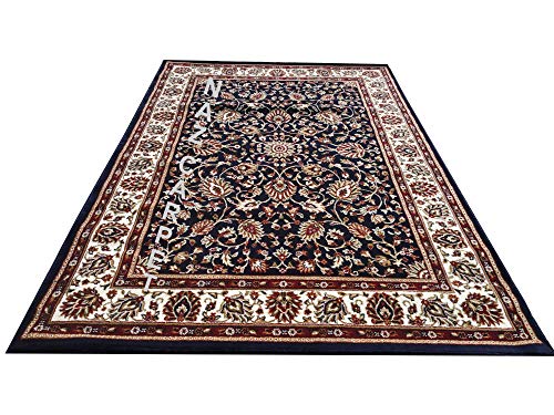 Image of Kashmiri Traditional Woollen Carpet with Advanced 1 Inch Thickness & Classical Look 180x275cm (6x9 Feet) Color Blue