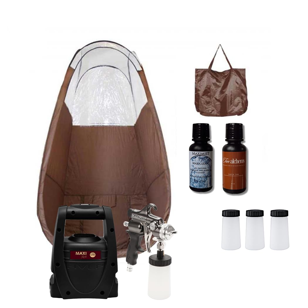 MaxiMist Spray Tan Machine, HVLP Airbrush Tanning, Sunless Spray Tan Machine for Home, Maximist Elite Lite (Brown Tent - Elite Lite Pro)