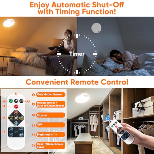 Image of Rechargeable Motion Sensor Ceiling Light, 12000mAh Battery Closet Light