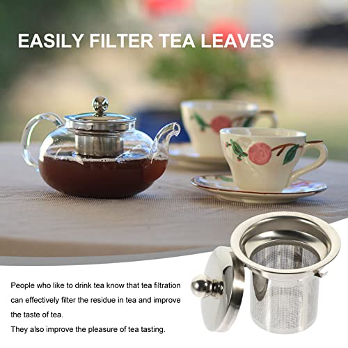 Cabilock Stainless Steel Tea Filter Insert with Lid 3.2 Inch Mesh Tea Strainer Replacement for Teapots Suitable for Home and Restaurant Use Compact and Lightweight Infuser - Image 2