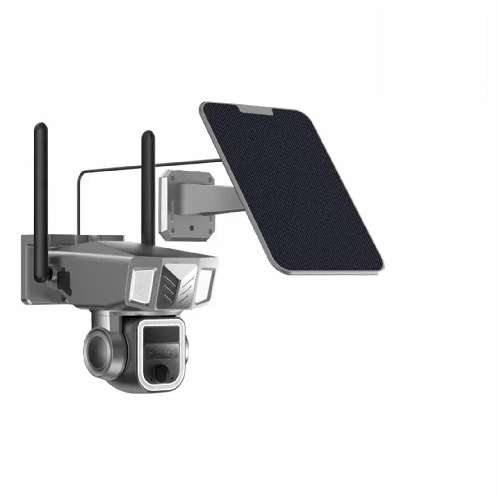 Telecamera di Sorveglianza, Telecamera panoramica 4G con doppio obiettivo Zoom 20X 2K 4MP esterna di sicurezza domestica IP alimentata a batteria solare