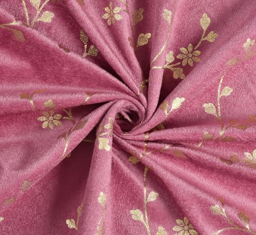 Image of Heavy Velvet Fabric Room Darkening Floral Design Curtains 12 Feet for Extra Long Door, English Wine, Pack of 2 Pieces