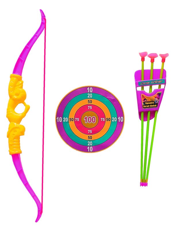 Dynamic Retail Global Archery Bows and Arrows Set for Kids Boys, Sports Outdoor Toy for Children Plastic Multi color