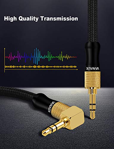 Aux Cable For Car， Vanaux 90 Degree Right Angle Auxiliary Cable Stereo Aux Jack To Jack Cord Compatible For Mp3 Player, Car Stereos, Smartphone, Speakers, Headphone And More(5Ft/1.5M) #TOP6