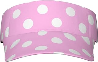 XIXIAN Pink Polka Dots Printed Adult Sunscreen Visor Cap Lightweight and Breathable Adult Sun Visor Empty top hat Versatile Outdoor hat