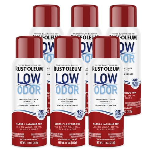 Image of Rust-Oleum Low Odor Premium Spray Paint, 11 oz, Gloss Ladybug Red, 6 Pack